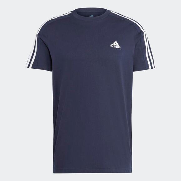 NWT adidas Men's Essentials Single Jersey 3-Stripes T-Shirt, Ink/White, Medium - Picture 1 of 6